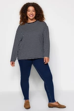 Trendyol Curve Navy striped sweatshirt