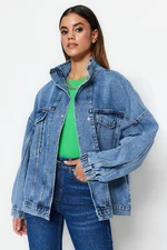 Trendyol Blue Oversized Denim Jacket