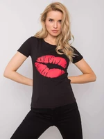 OCH BELLA Black cotton T-shirt with print