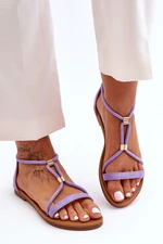 Women's Flat Zippered Sandals Purple Jullie