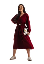 Burgundy dress Och Bella BI-2021706.burgundy