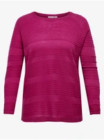 Dark pink women's ribbed sweater ONLY CARMAKOMA Airplain - Ladies