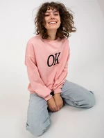 Light pink loose hoodie with inscription