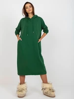 Tmavě zelené midi sportovní basic oversize šaty