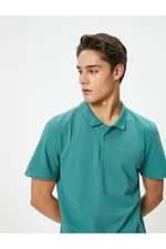 Koton Polo Neck T-Shirt Slim Fit Buttoned Short Sleeve