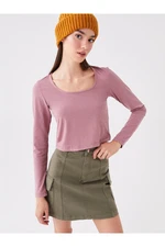 LC Waikiki Women's U-Neck Straight Long Sleeve Crop