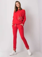 Red sweatpants with appliqué