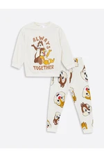 LC Waikiki Crew Neck Printed Baby Boy Sweatshirt and Tracksuit Bottom 2-Piece Set