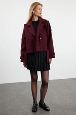 Trendyol Claret Red Soft Textured Seasonal Short Oversize Cashmere Coat