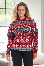 88147 Dewberry Christmas Womens Sweater-RED