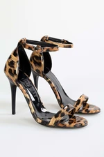 Shoeberry Women's Lina Leopard Shiny Single Strap Heeled Shoes