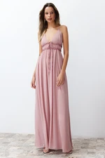 Trendyol Dusty Rose A-Line Woven Chiffon Long Elegant Evening Dress