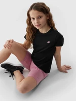 Girls' smooth T-shirt 4F - black