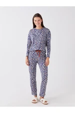 LC Waikiki Crew Neck Patterned Long Sleeve Women's Pajama Set