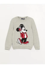 LC Waikiki Crew Neck Mickey Mouse Patterned Long Sleeve Boy Knitwear Sweater