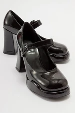 LuviShoes JAGOL Women's Black Patent Leather Heeled Shoes