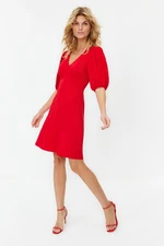 Trendyol Red Skirt Flounced Balloon Sleeve Mini Woven Dress