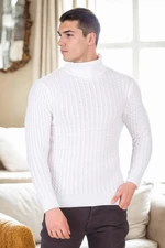 19295 Dewberry Turtleneck Mens Sweater-WHITE