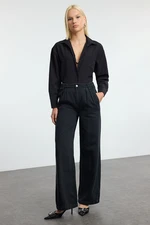 Trendyol Black Stitch Detailed High Waist Wide Leg Jeans