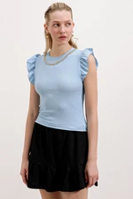 Bigdart 0430 Knitted Blouse - Blue