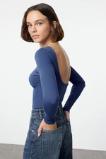 Trendyol Saks Cotton Backless Fitted Stretch Knitted Blouse