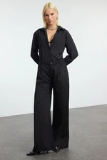 Trendyol Black Pleated High Waist Wide Leg Trousers