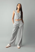 DEFACTO Wide Leg Double Pocket High Waist Darts Standard Length Trousers