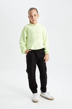 DEFACTO Girls Black Cargo Pocket Elastic Waist Jogger Sweatpants