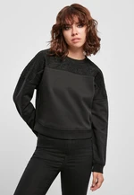 Women's Short Oversized Lace Insert Crew Black