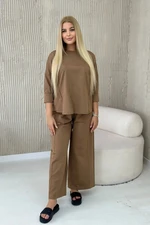 Punto Milano winter sweatshirt set + camel wide leg trousers