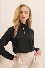 Bigdart 0418 Window Detailed Blouse - Black