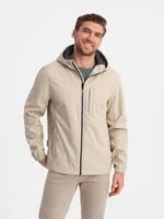 Ombre Men's SOFTSHELL jacket with fleece center - sand