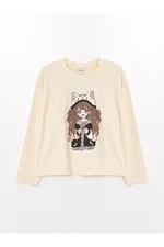 LC Waikiki Crew Neck Printed Long Sleeve Girls' T-Shirt