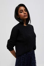 Sweater with decorative knitting - black