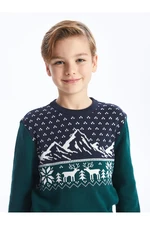 LC Waikiki Comfort Fit Crew Neck Patterned Boy Knitwear Sweater