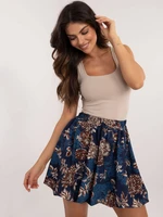 Navy blue skirt with a floral print