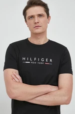 Bavlněné tričko Tommy Hilfiger černá barva, s potiskem