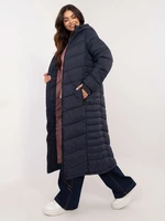 Dark blue long winter jacket with SUBLEVEL stitching