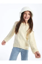 LC Waikiki Lcw Crew Neck Knitting Patterned Long Sleeve Girl's Knitwear Sweater