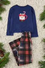 Trendyol Navy Blue 100% Cotton Christmas Themed Knitted Pajamas Set