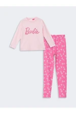 LC Waikiki Crew Neck Barbie Printed Long Sleeve Girls Kids Pajamas Set