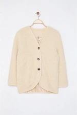 Trendyol Beige Buttoned Plush Jacket