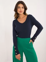 Dark blue classic long sleeve sweater