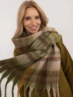 Khaki-dark yellow women's fringed scarf