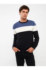 LC Waikiki Crew Neck Long Sleeve Color Block Men's Knitwear Sweater