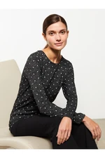 LC Waikiki Crew Neck Polka Dot Long Sleeve Women's T-Shirt