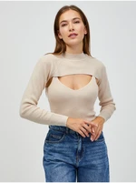 Beige Ribbed Sweater/Top 2in1 JDY Sibba - Women