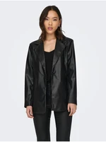 Black women's faux leather blazer JDY Fox - Women's