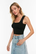 Trendyol Black Strap Ribbed Crop Knitwear Blouse