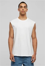 White sleeveless T-shirt with open hem